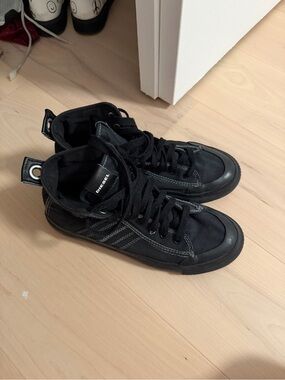 Diesel Black High-Top Canvas & Rubber Sneakers